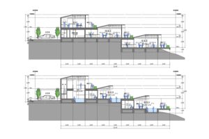 古宇利島のシーサイドヴィラ　断面図